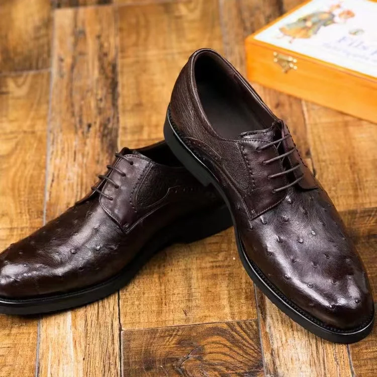 Fashion high quality real exotic slip on designer style genuine ostrich skin leather men shoes