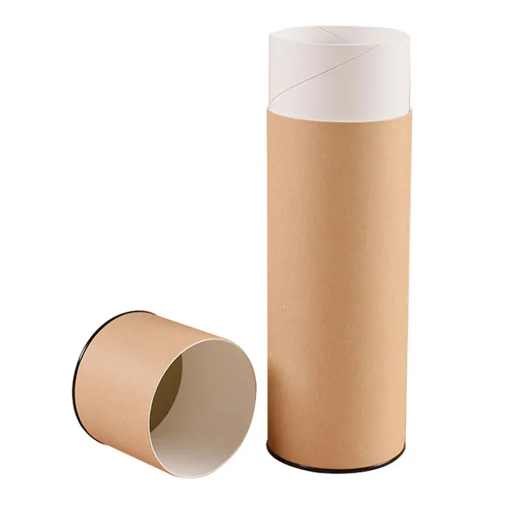 Custom eco friendly carton cylinder kraft paper round box empty biodegradable craft cardboard boxes packaging tubes