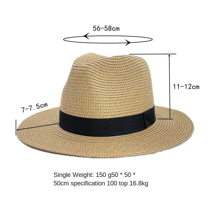 Outdoor Women Men Unisex Spring Summer Breathable Sun Straw Braid Floppy Fedora Beach Panama Cap Straw Hats