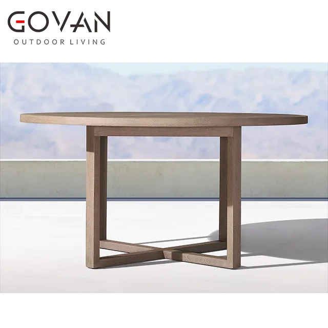
Govan Modern Design Outdoor Furniture New Design Hotel Patio Leisure Solid Teak Wood Round Dining Table 