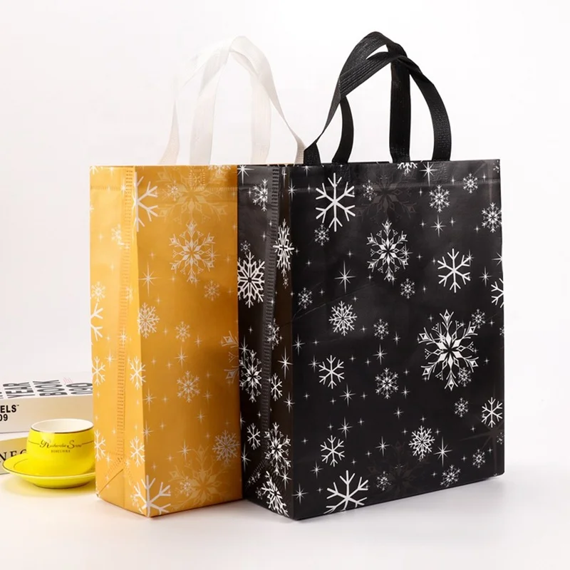 Christmas Packaging Ultrasonic Sublimation Reusable Gift Custom Logo Environmental Protection Shopping Laminated Non Woven Bag