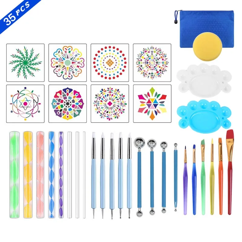 35 Pcs Detail Paint Brushes Set Artist Paint Brushes Painting Supplies for Art Watercolor Acrylics Oil