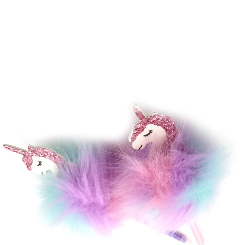 
Novelty cute pen unicorn pom pom pen furry kawaii ball pen 