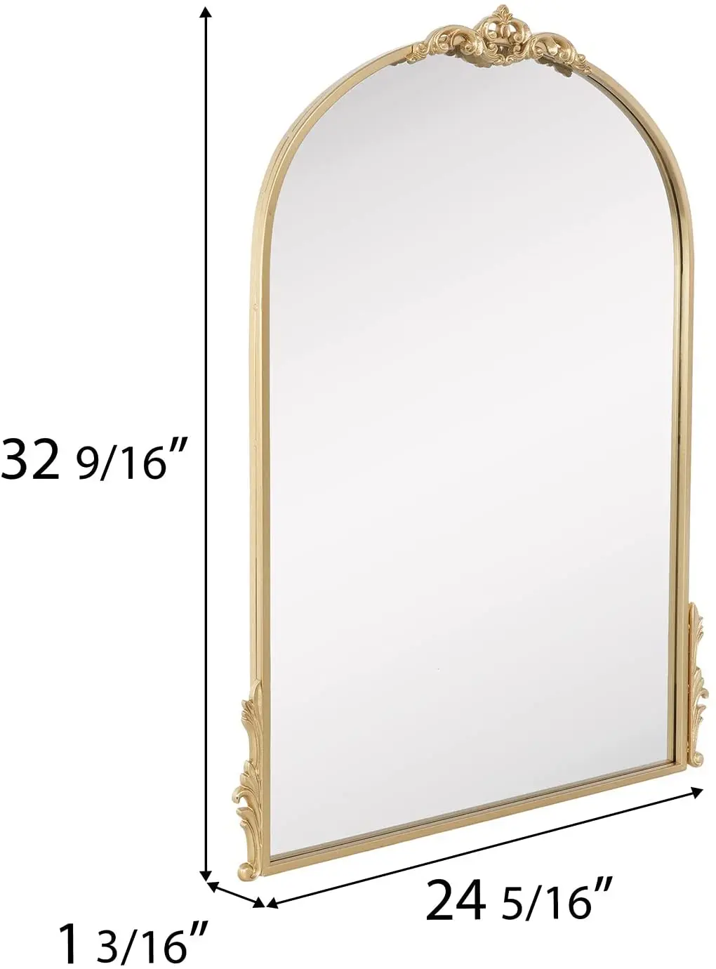 Lobby Home Decor Carved Elegant Gold Arch Mirror