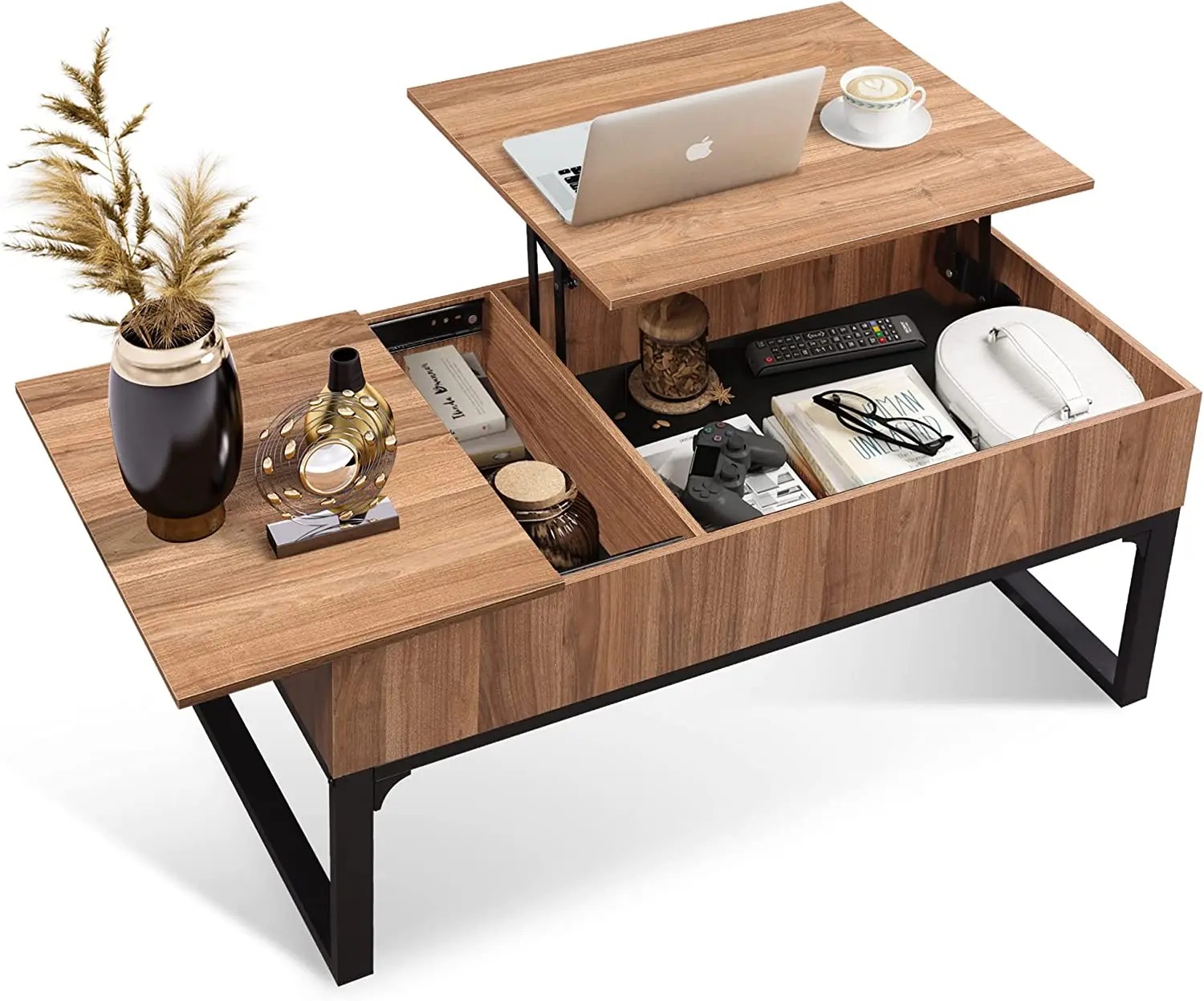 Multifunctional Lift Top  Coffee Table Center Table with Hidden Storage Drawer for Apartment Home Convertible Dining Table