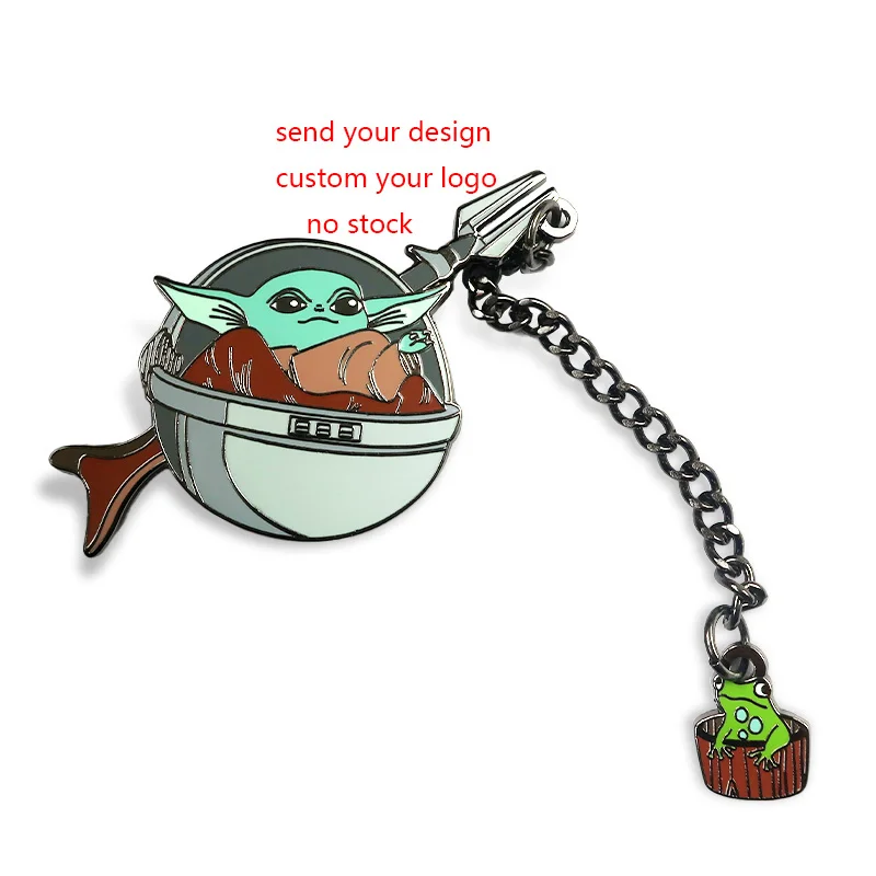 Wholesale soft hard enamel pins custom shape hat pins anime pins with chain manufacturers