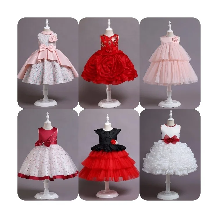 Wholesale latest fashion baby girl party kids dresses for children fancy flower petal evening little clothes