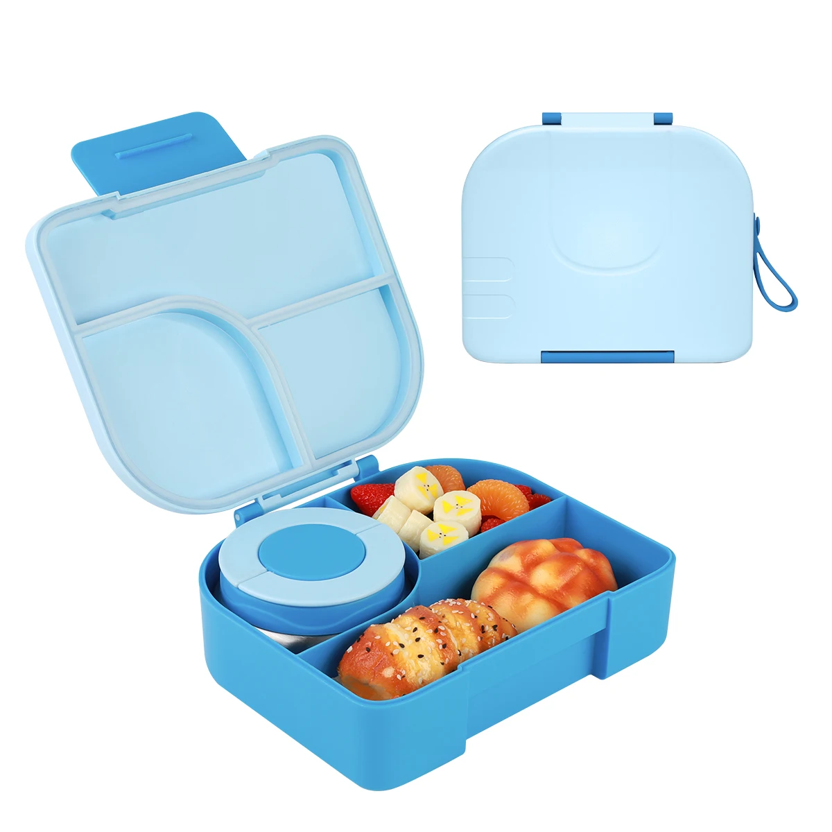 Cute Elephant Design Bento Box For Kids Children With 3 Compartment, Portable Plastic Lunch Box BPA Free