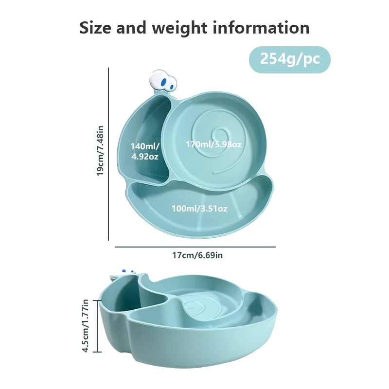 BPA Free Kids Dinging Plato Toddler Food Dinner Suction Plate Stick on Table Strong Suction Bottom Dish
