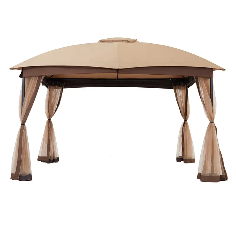 Professional Manufacturer Premium Freestanding Dome Double Roof Patio Gazebo With Netting For Villa Hotel