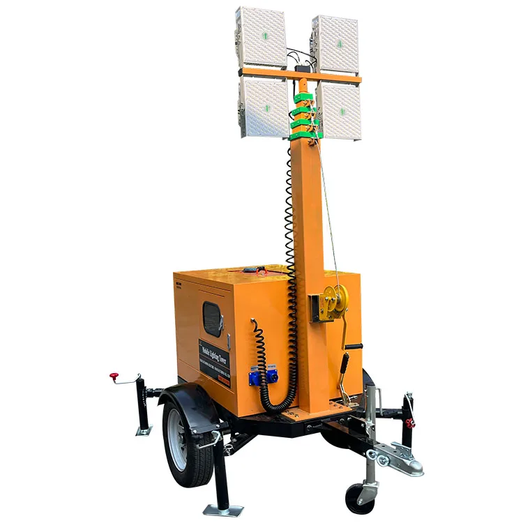 LED lighthouse mobile lighting vehicle 4 * 1000W manual lifting water-cooled diesel generator in stock