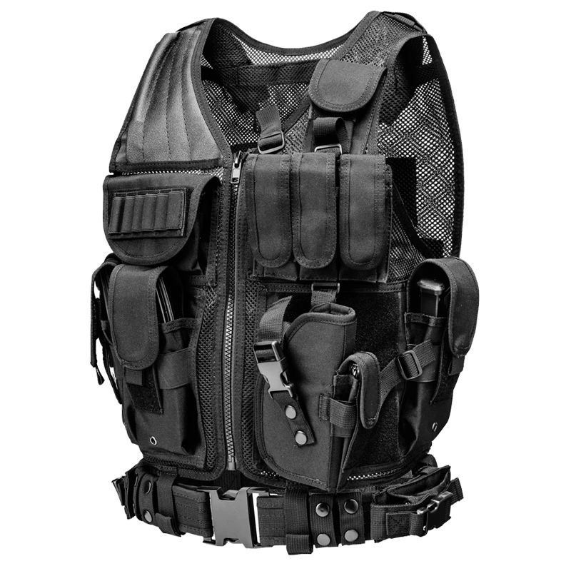 Hot Sale Hunting Training Game Vest Adjustable Breathable Training Weighted Vest Tactical Durable Mesh Vest with Utility Pouches
