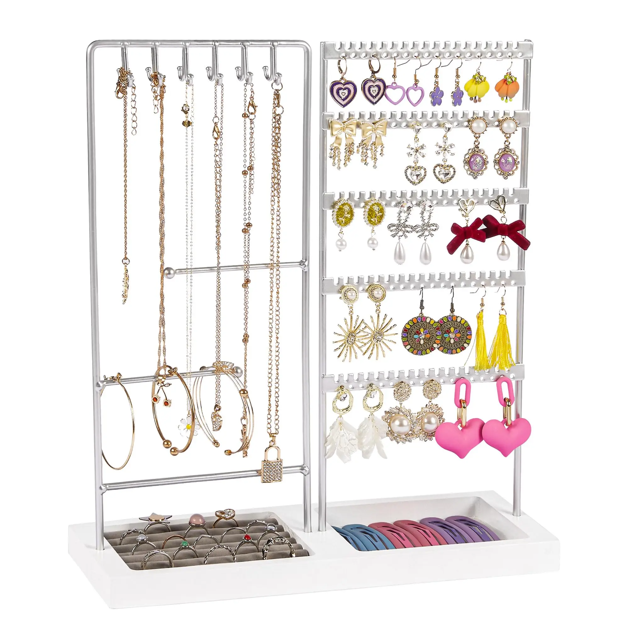 Jewelry Display Stand Wooden Showcase Storage Wooden Fine Jewelry Display Stand For Ear Studs Necklace Bracelet Countertop