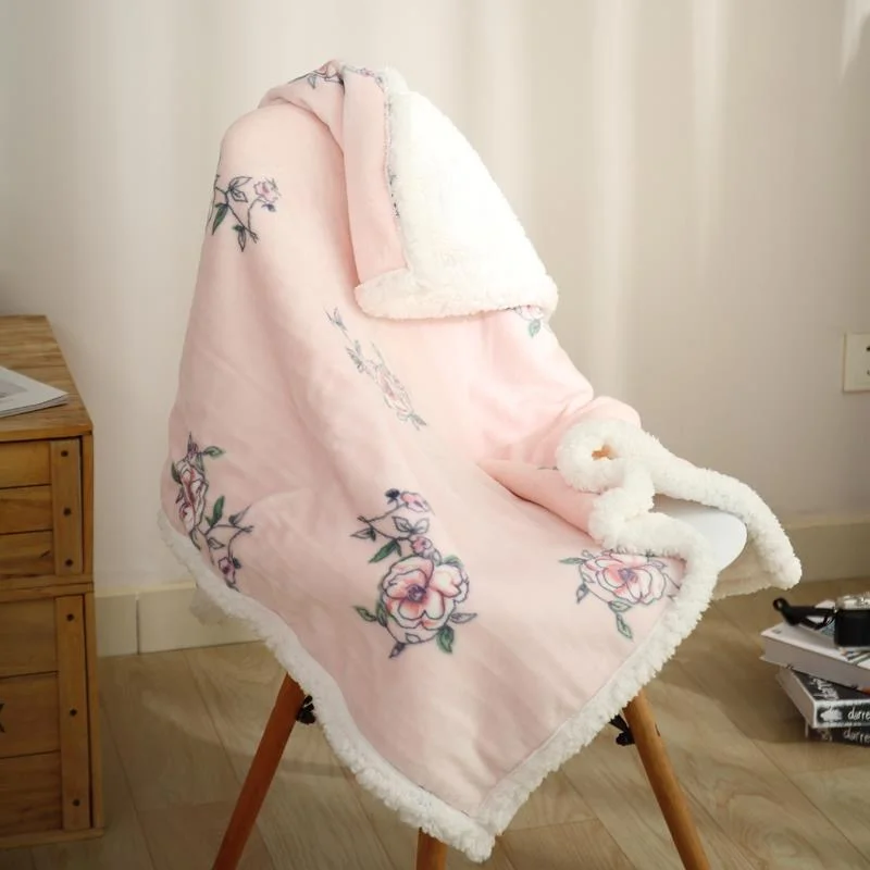 Chinese Factory Hometextile Blanket Thickening Warm Double Lambkin Coral Flannel Blanket