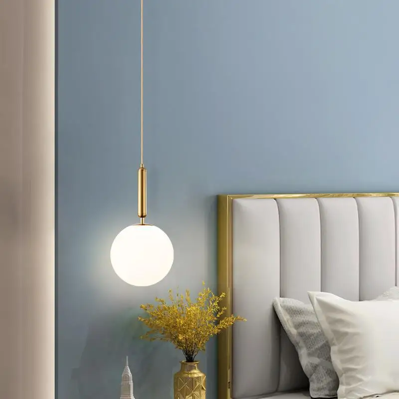 Modern Pendant Lamp Luxurious Gold Glass Ball Lampshade Hanging Lights Fixtures For Dining Room Bedroom Decoration Lighting