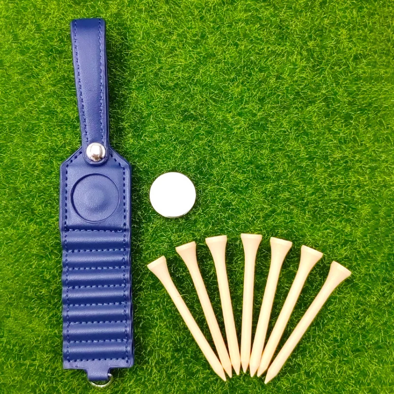 Golf Tee Belt Clip Outdoor PU Leather Golf Tee Holder Golf Sports Supplies With Blank Ball Mark Bag Belt Clip