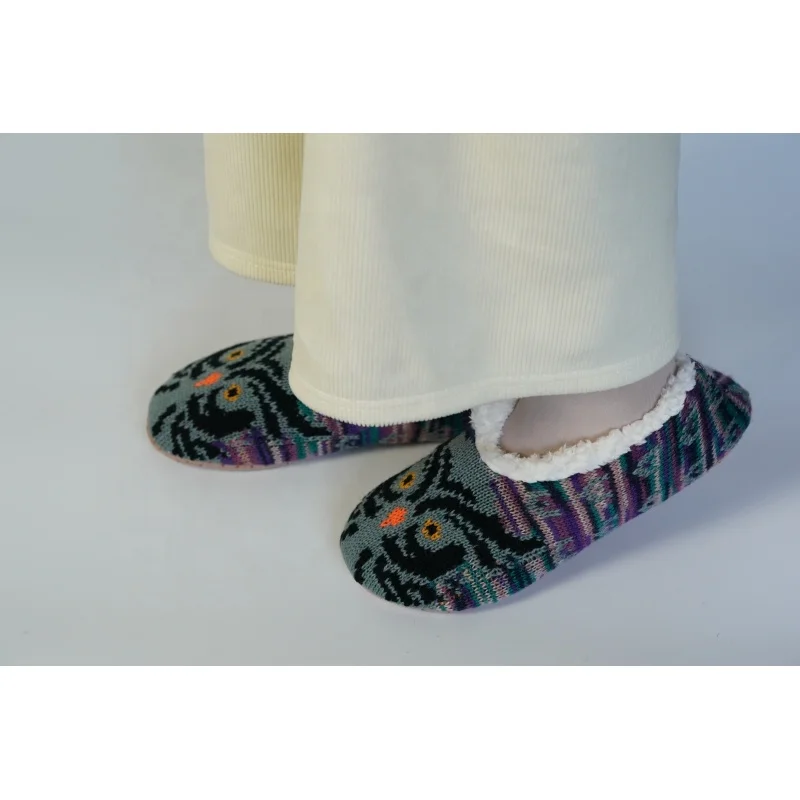 OEM SUPER SOFT owl knitted SHERPA SLIPPER cozy ballerina slipper sock