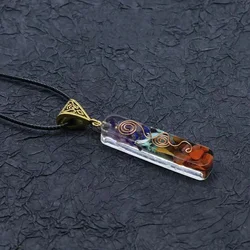 Wholesale Reiki Colorful Healing Stone 7 Seven Chakra Orgone Energy Pendulum Amulet Crystal Pendant Necklace