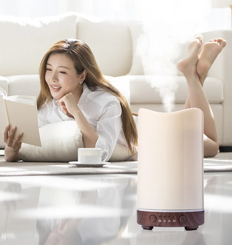 Mini Candle Fire Oils Aromatherapy Diffuser,130ml Mini Wood Grain Candle Cool Mist Water Humidifier