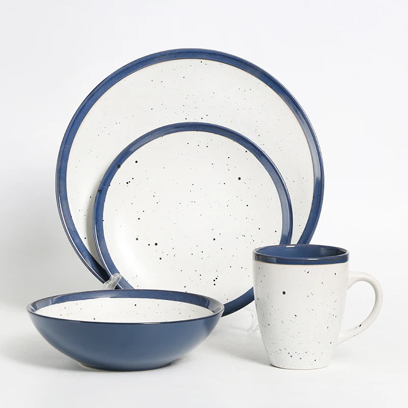 Wholesale New Design 16pcs European Style Starred Glaze Ceramic Dinner Set Sesame Glaze Ceramic tableware set