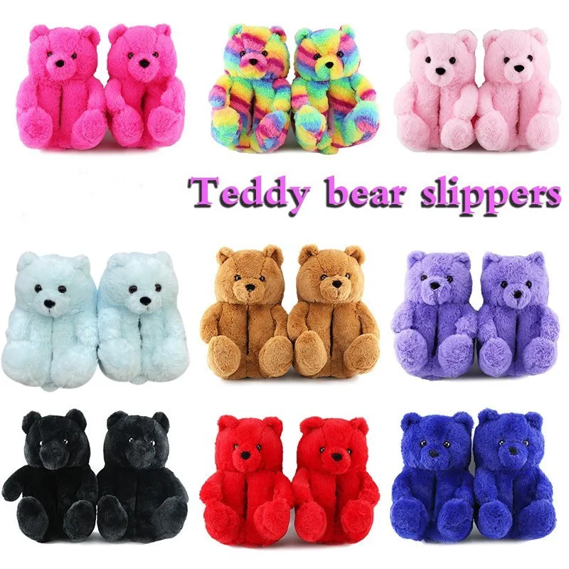 2024 New Arrivals Indoor Shoes Slides Female Fun Winter Fur House Women Slipper Ladies Teddy Bear Slippers for Women and Kids