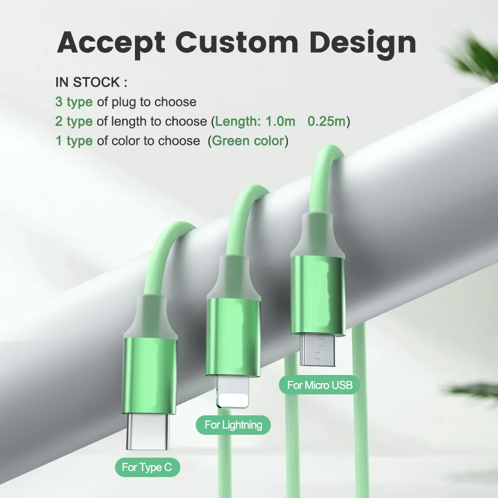 Лидер продаж на Amazon пользовательский 1 м зеленый ПВХ 6 А USB-кабель для передачи данных и быстрой зарядки Usb-кабель типа C 5 мобильного