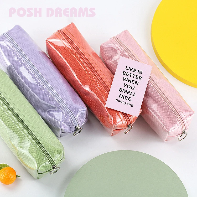POSH DREAMS Fresh art TPU multifunctional zipper bag student stationery pencil case solid color