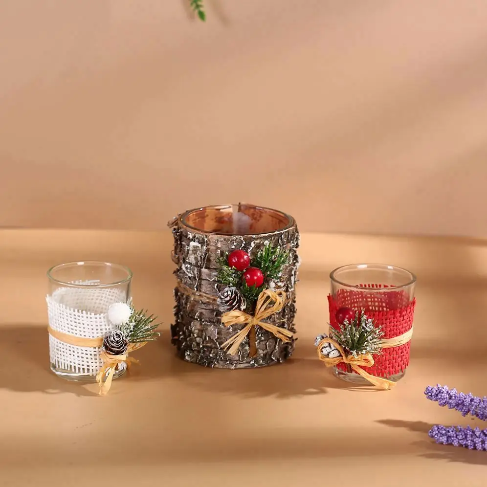 Custom personalized fancy decorative bark glass soy jar wax scented candle with lid