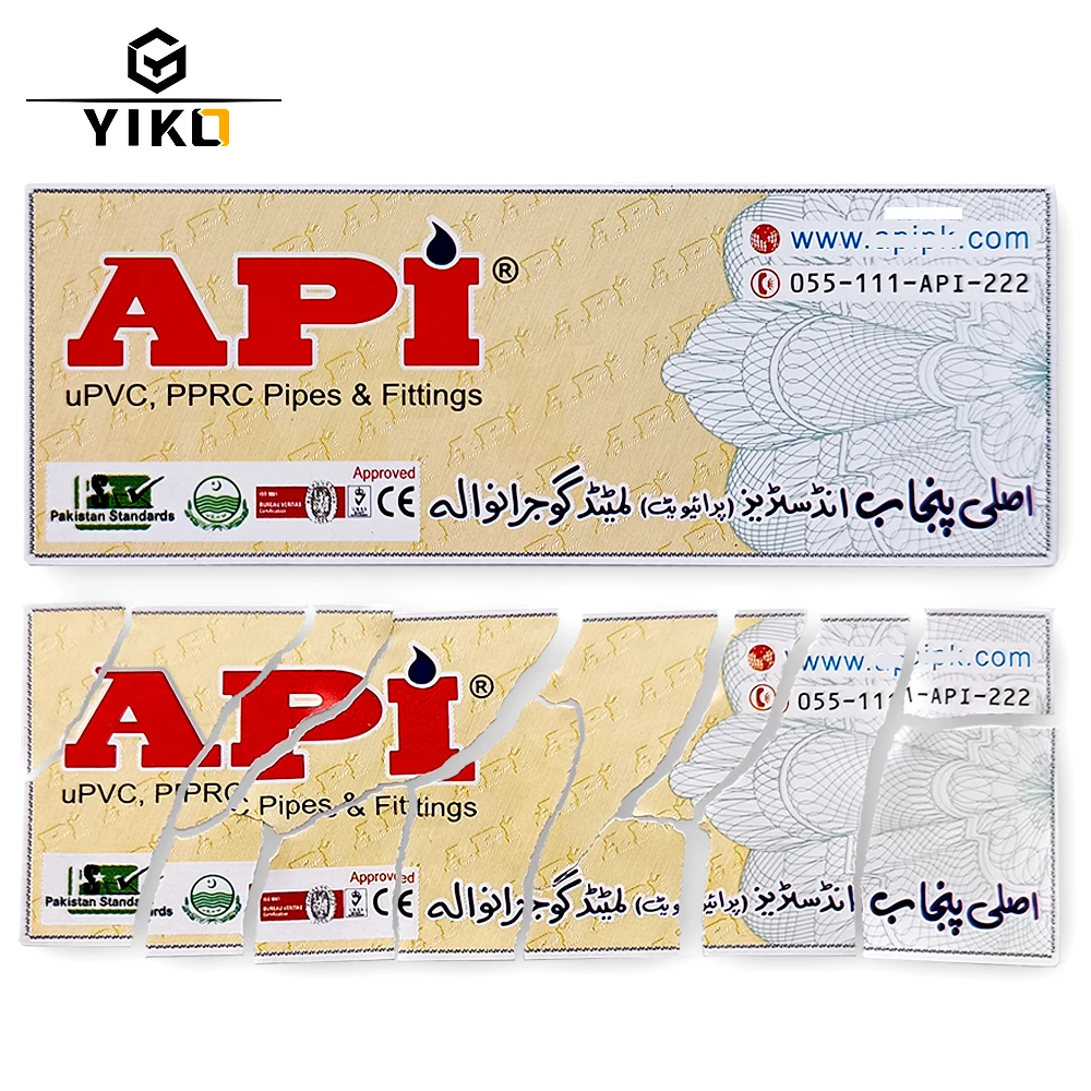 Yiko Custom Security Eggshell Sealing Stickers Printing  Tamper Proof Destructible Eggshell Label With Holographic Logo And Code