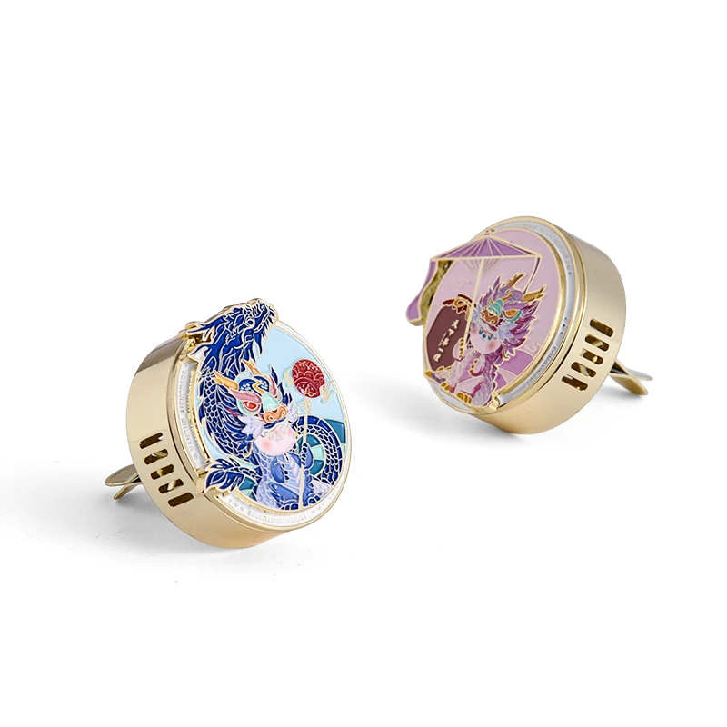 New Style Natural Style Soft Enamel Logo Dragon Design High Quality Custom Metal Fragrance