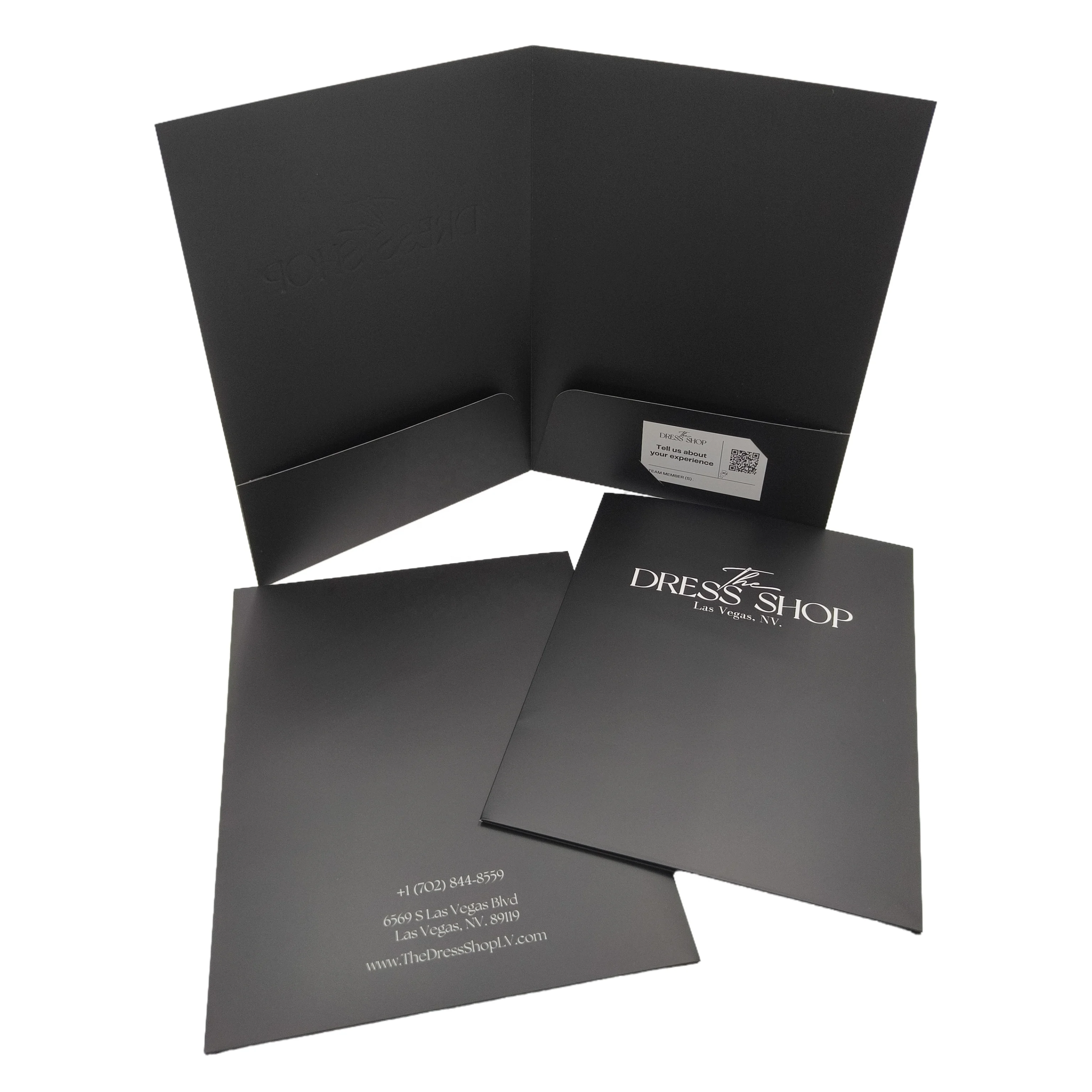 Custom Black Folder With Embossed Promotional Advertising 2 Pockets Paper Cardboard File Folder Printing A4 Presentation Folder