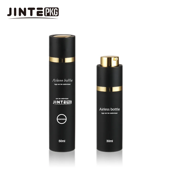 Luxury 15ml 30ml 50ml Cosmetic Bottles High Quality Plastic Rotate Black Airless Pump Bottle Twist Dispenser for