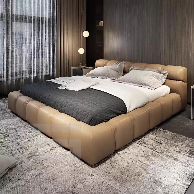 Foshan Italian Brand Luxury Design Bedroom Bed Set Furniture, High End Italian Modern Bed