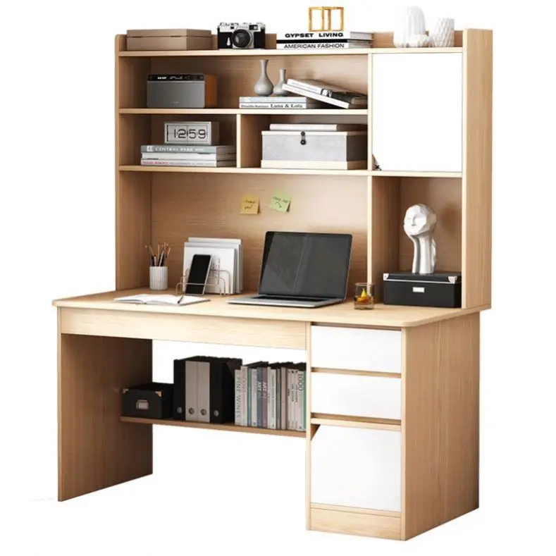 Desktop Computer Desk Household Desk Bookshelf Integrated Simple Office With Bookcase Combination Bedroom Student Writing Desk