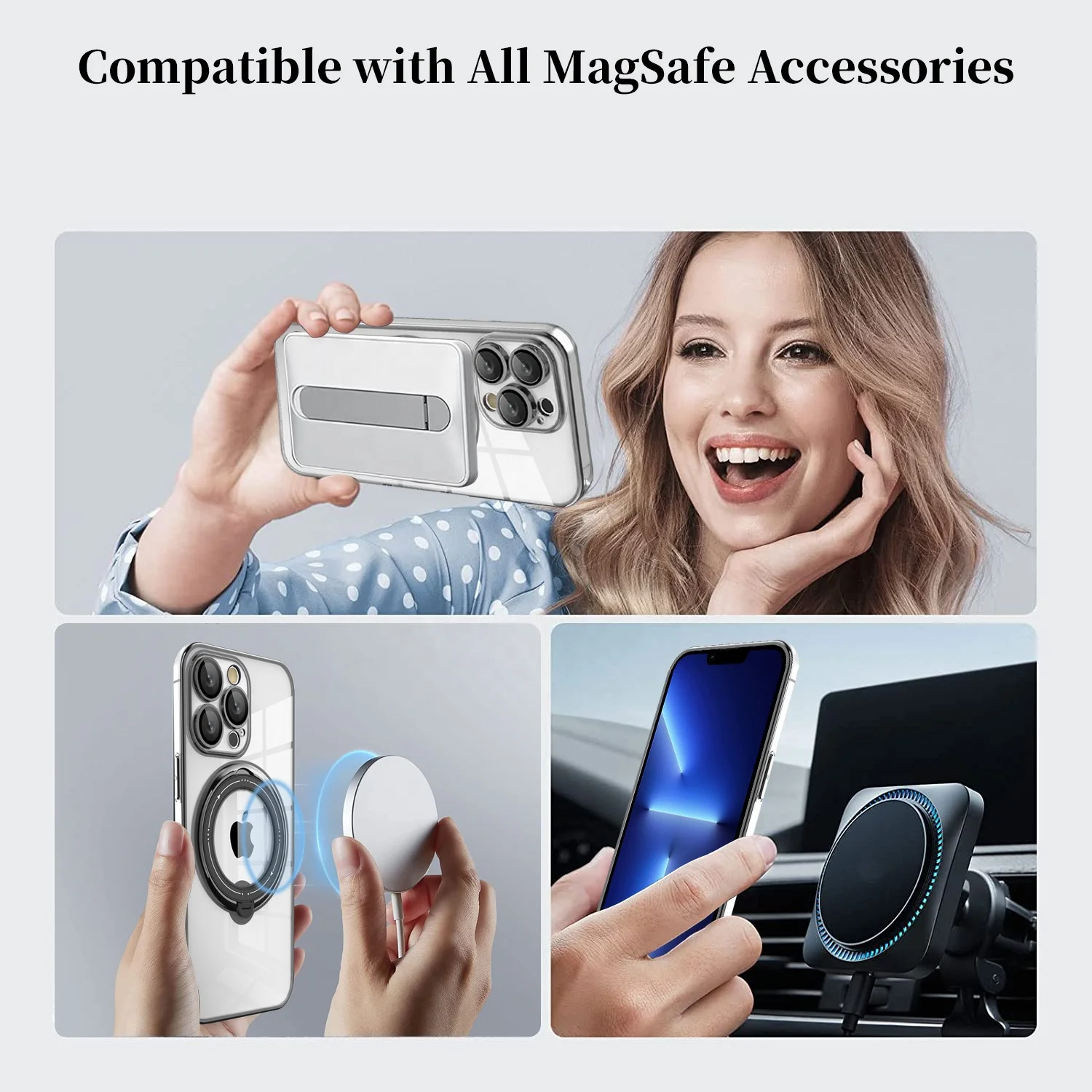 Business Style Soft TPU Magsafe Case Shockproof For iPhone 15 Pro Max Magnetic Protective Cover for iPhone with Invisible Stand