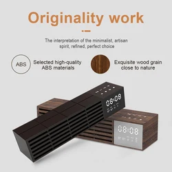 2022 Factory wholesale Multifunction Home Smart speakers waterproof wireless wood grain Speaker with clock for desk alarm clock