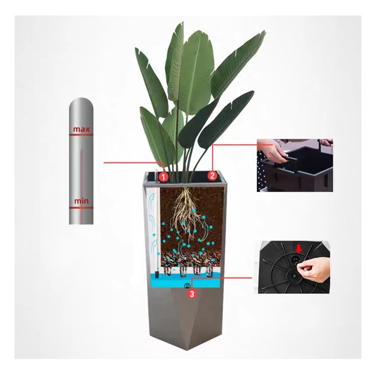 15.3 Inches High 82cm Diamond round Small/Medium Flower Pot for Indoor Hotel Garden Living Room Decor Watering Planter