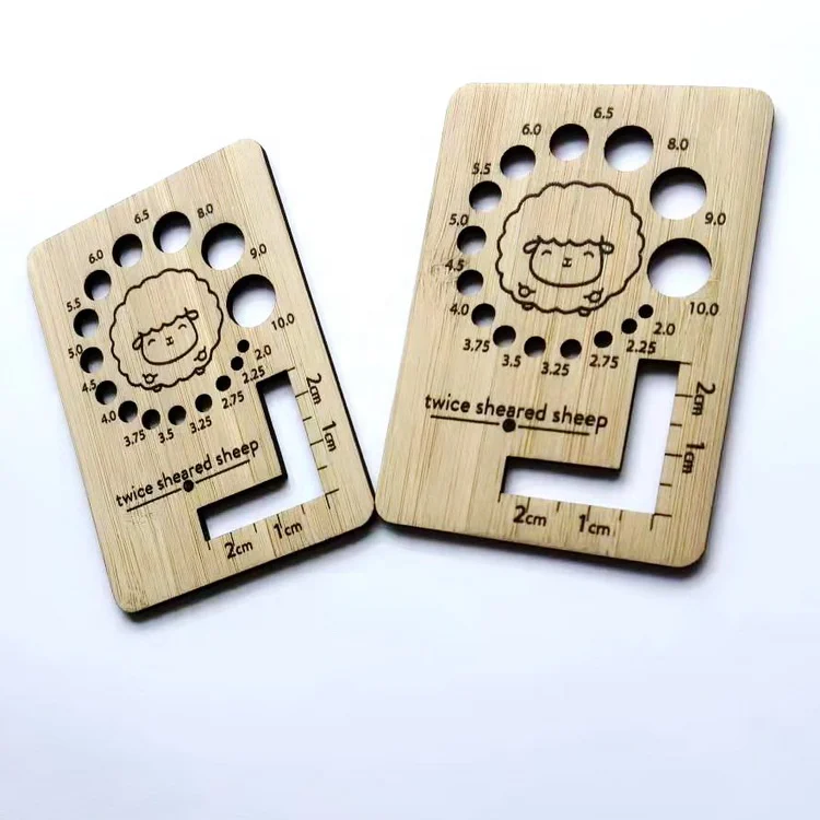 Hot Sale Bamboo Ruler Shape Knitting Measure Tools Knitting Needle Gauge  measuring needle sweater tool