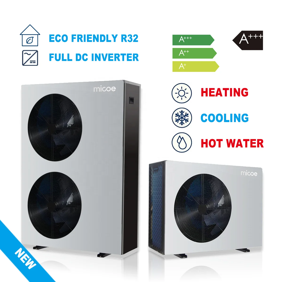 Micoe R290 Monoblock EVI Heat Pump Air Souce Heating Cooling Hot Water Heater Warmepumpe Dc Inverter Wifi New Energy OEM 18KW