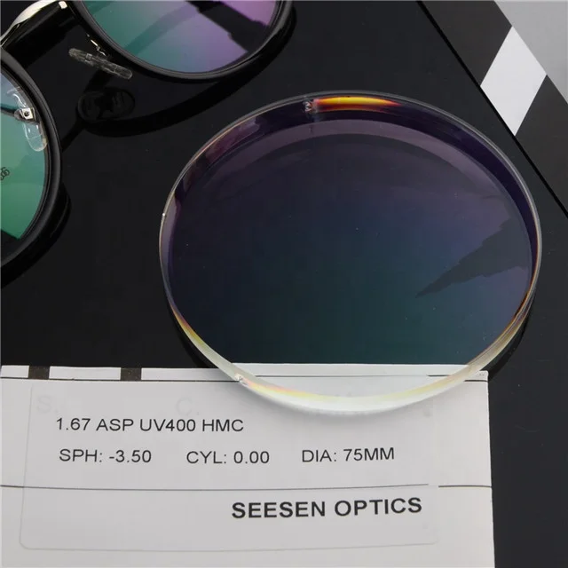 Optical Lens Factory Wholesale 1.67 ASP Aspheric UV400 Mr-7 HMC/SHMC EMI Lens Super Thin Eyeglasses Lenses