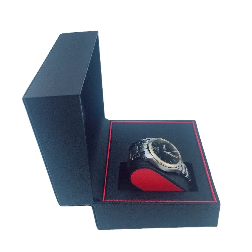 Custom Made Plastic Pu Single Watch Packaging Box leather logo suede leather pu single wrist unique OEM display case