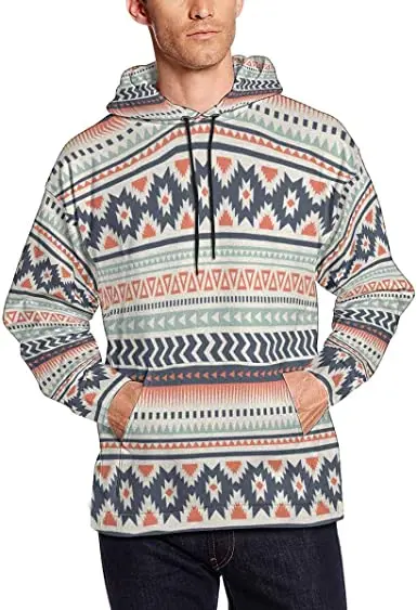 design Western Tribal aztec pullover clothing pocket geometric pattern 3xl print pullover aztec sweatshirt hoodie for men