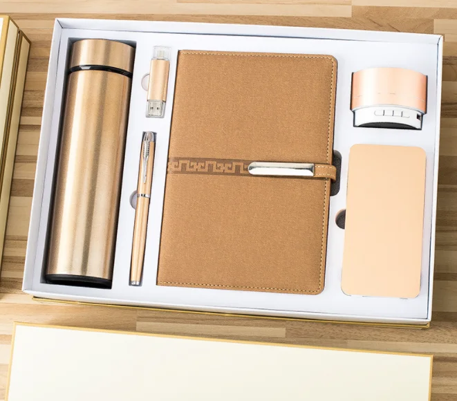 2024 Customized Logo Leather Wireless Charging A5 Pen Mug U Disk Notebook Diary for Automotive Insurance Education Industry