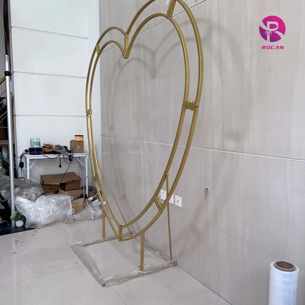 Shiny Gold Heart Arch 6.6ft (200cm) Height Love Arch Balloon Arch Wedding Party Proposal Events Wedding Backdrop