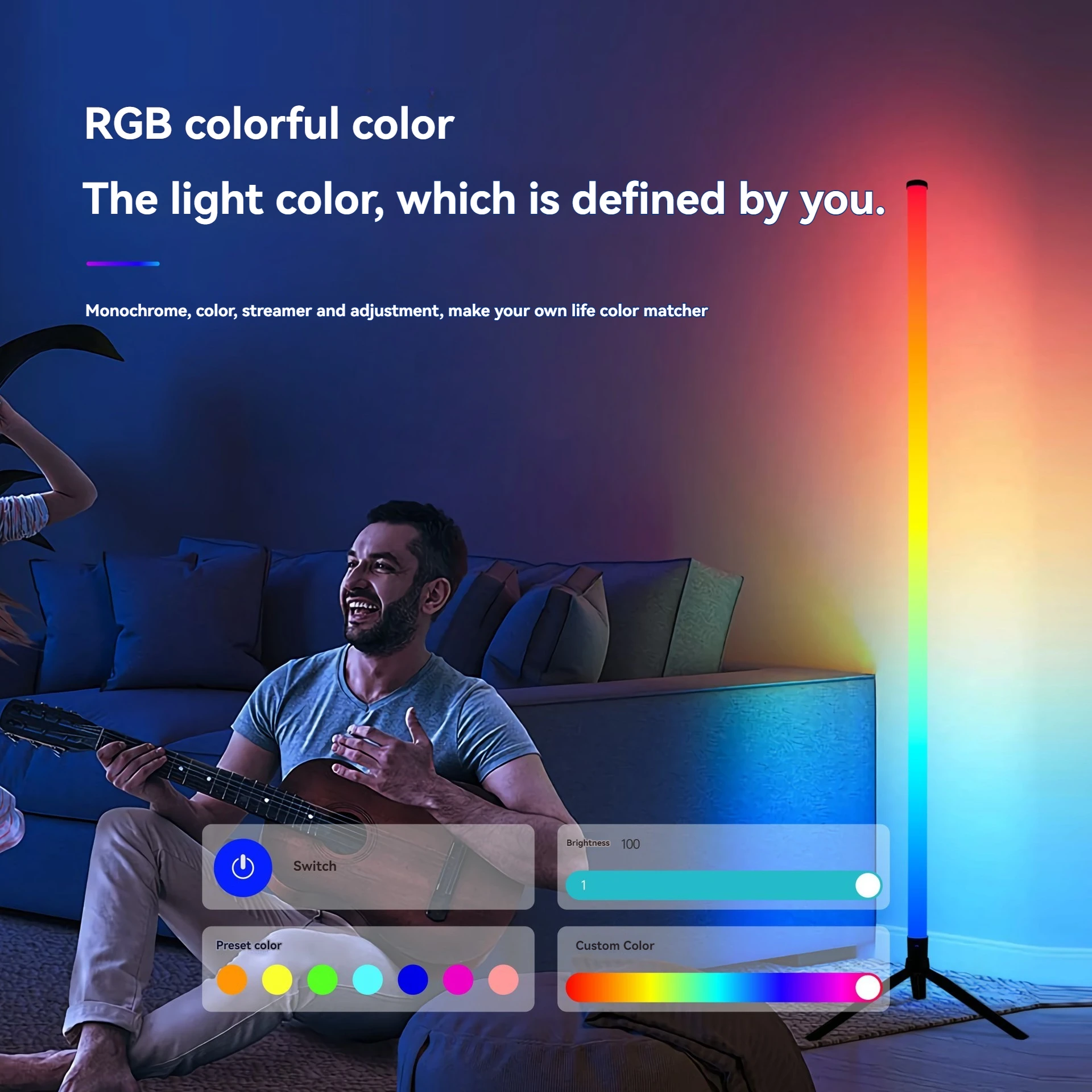 RGB Интеллектуальный Красочный светодиодный окружающий свет мобильное приложение музыкальный ритм Регулируемый переменный атмосфера Угловые напольные лампы