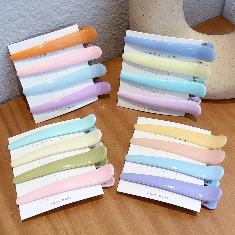 18 fashion cute sweet candy color alligator bangs makeup salon plastic hair pin duckbill duck bill hair clips