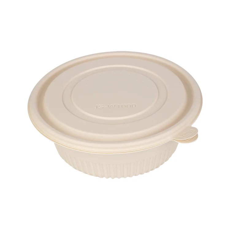 Custom Disposable Round Biodegradable Cornstarch Lunch Packaging Food Containers Salad Soup Bowl With Lid