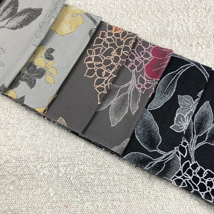 Polyester plain floral yarn dyed jacquard woven modern fabric sofas curtains