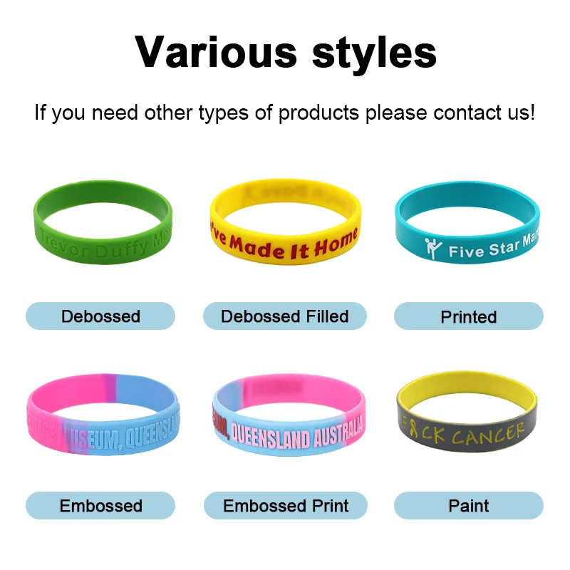 Personalized Custom Silicone Wristband Rubber Bracelet Wrist Band Embossed Wristband With Printed Logo For Kids And Adults