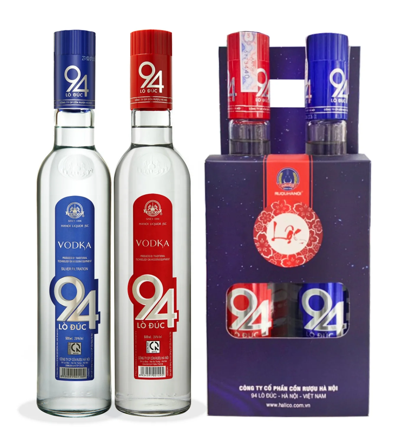 Vietnam Supplier Natural Ecological Raw Materials Tet Holiday Drink Halico Vodka 94 Lo Duc Hanoi 35% 25% 500ml